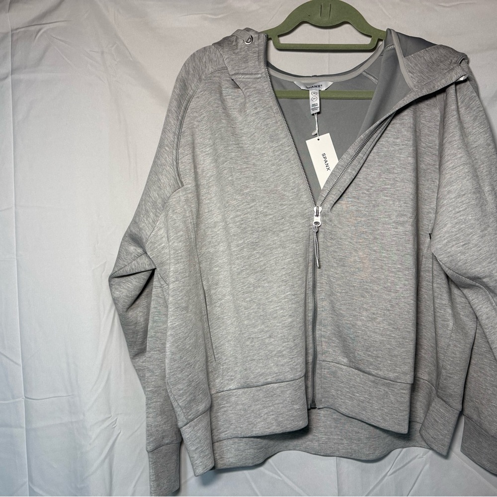 SPANX Light Gray Zip-Up Jacket